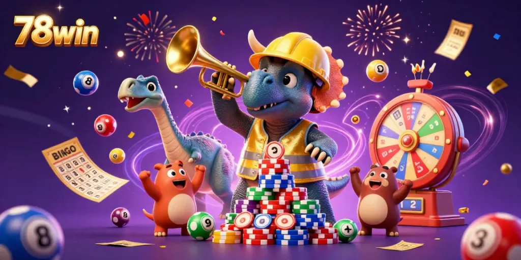 Build a winning strategy at 78win with our exciting casino characters amidst vibrant gaming elements.