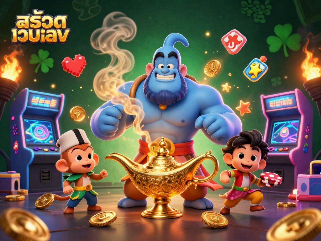 Explore สล็อตเว็บตรง gaming excitement with vibrant casino elements and dynamic characters.